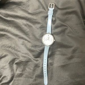 Kate Spade New without tag, White Blue Leather Strap Watch, needs battery